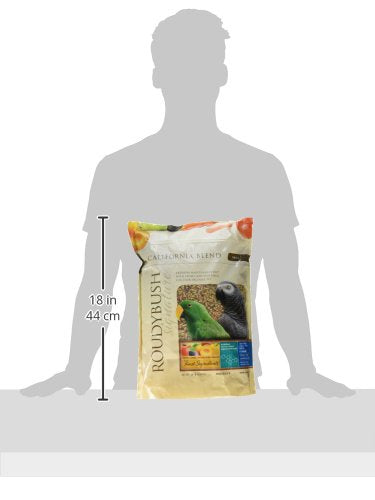 RoudyBush California Blend, mezcla de frutas y verduras en plato, sabor natural para aves.