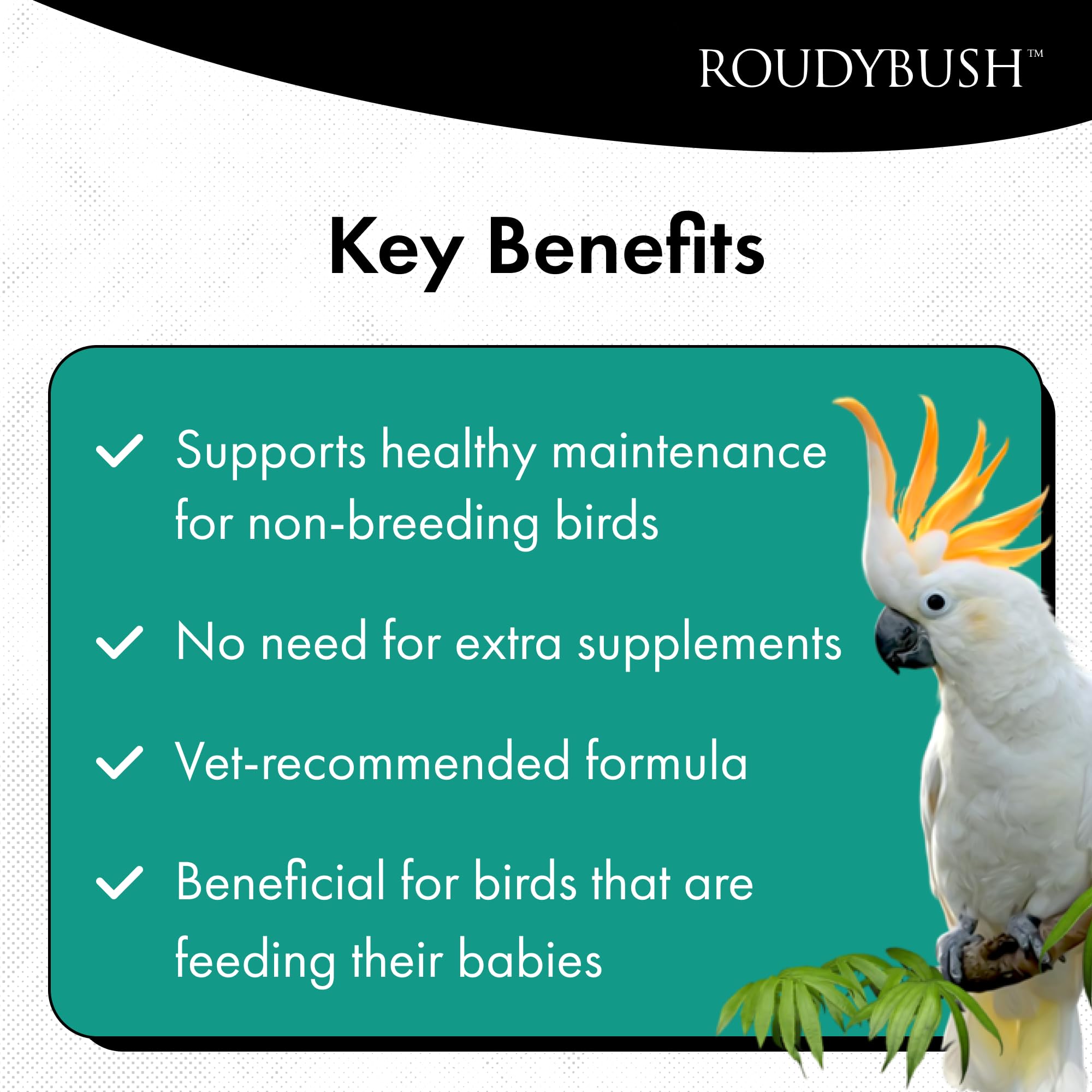RoudyBush California Blend con verduras deshidratadas, variedad y textura para aves.