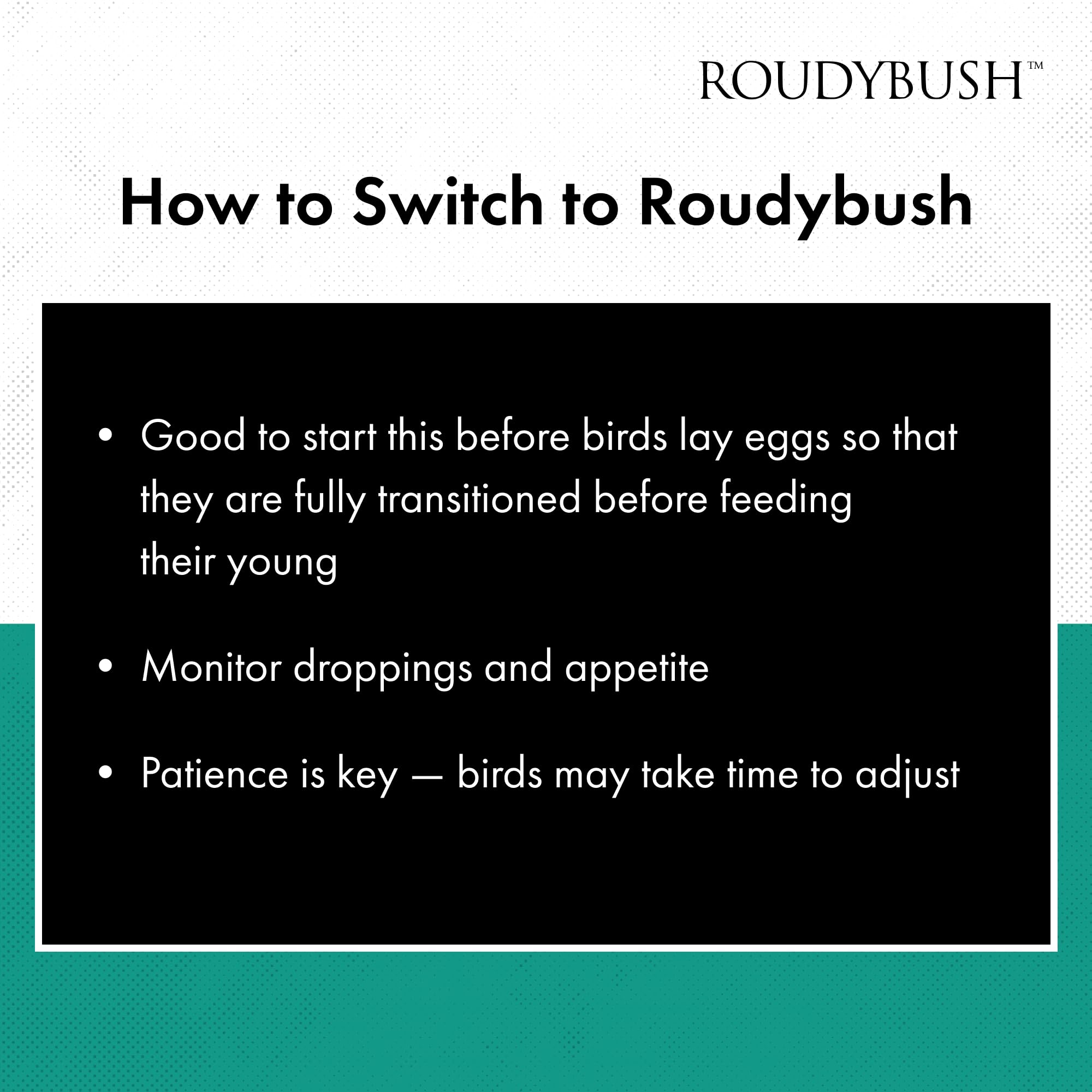 RoudyBush dieta pelletizada facilita la gestión nutricional de aves.