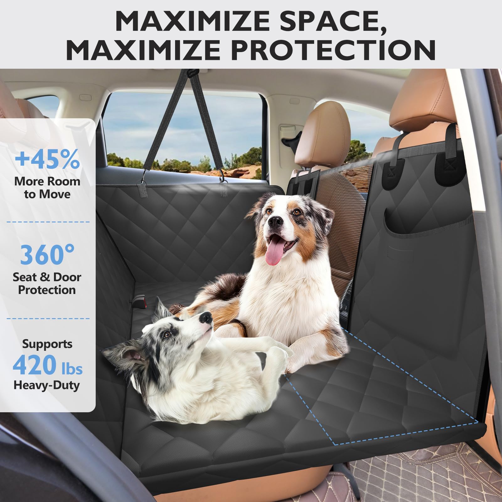 ROUWINNE cobertura impermeable para asiento trasero, protege de pelos y arañazos