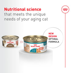 Royal Canin Aging 11+ gato senior comiendo en salsa, textura agradable para apetito.