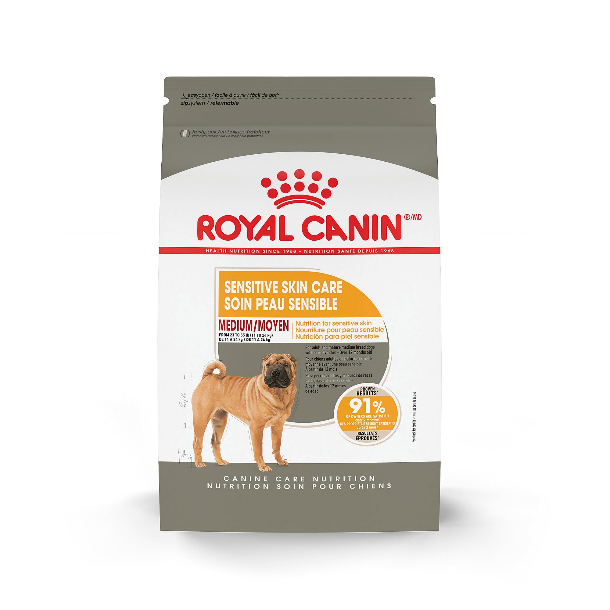 Royal Canin alimento seco para perros medianos con piel sensible, bolsa de 6 lb.