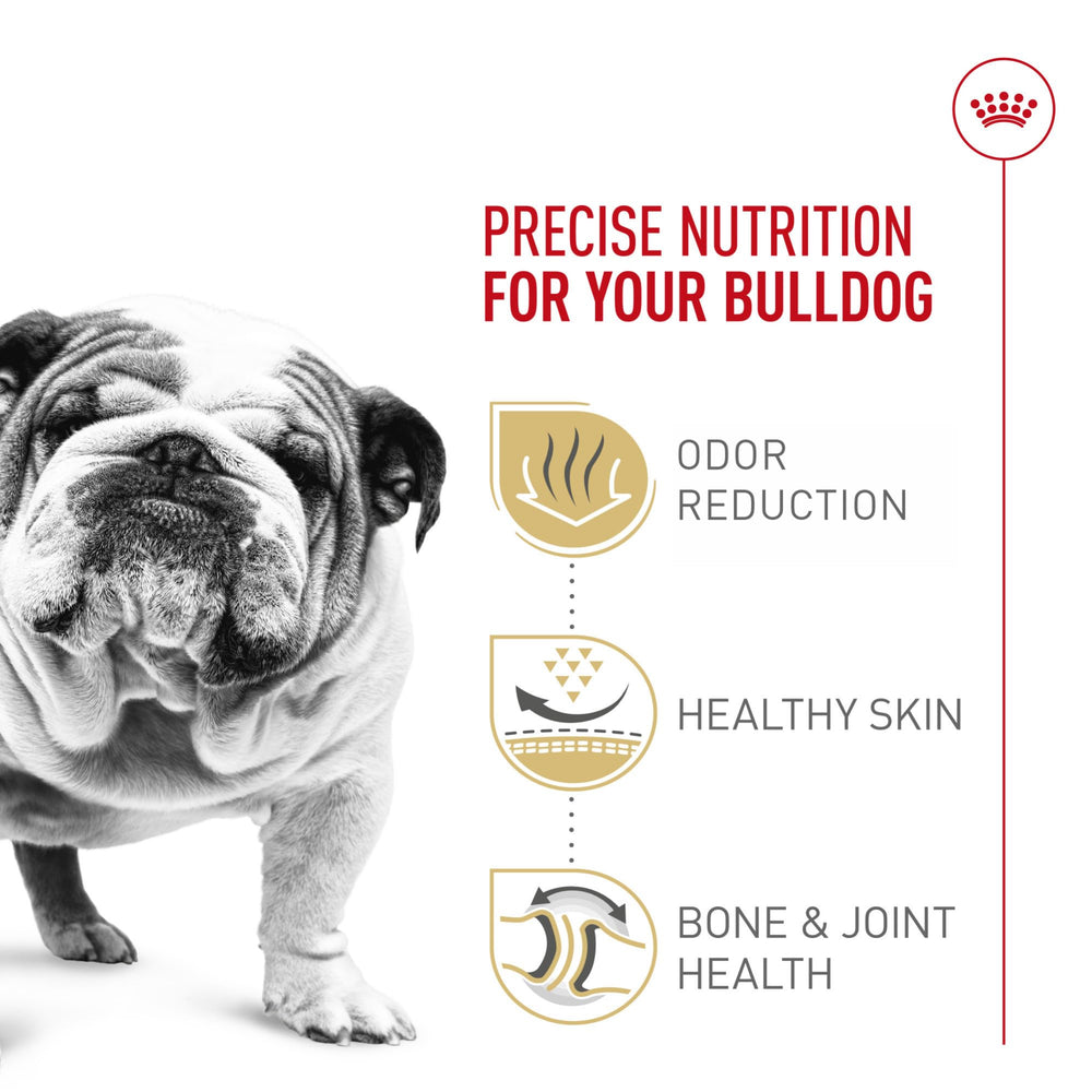 Royal Canin Bulldog Adult: digestión mejorada con proteínas de alta digestibilidad.