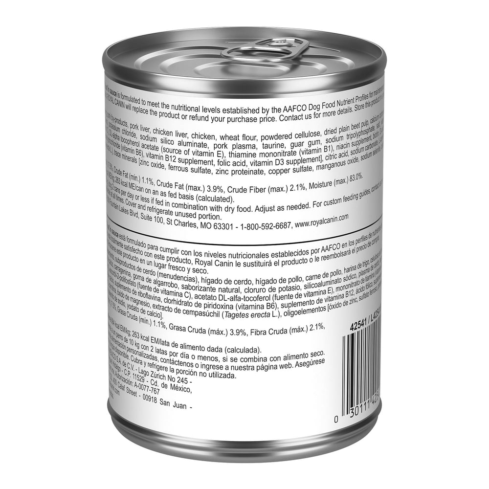 Royal Canin Cuidado de Peso: servicio diario en salsa para peso equilibrado y salud.