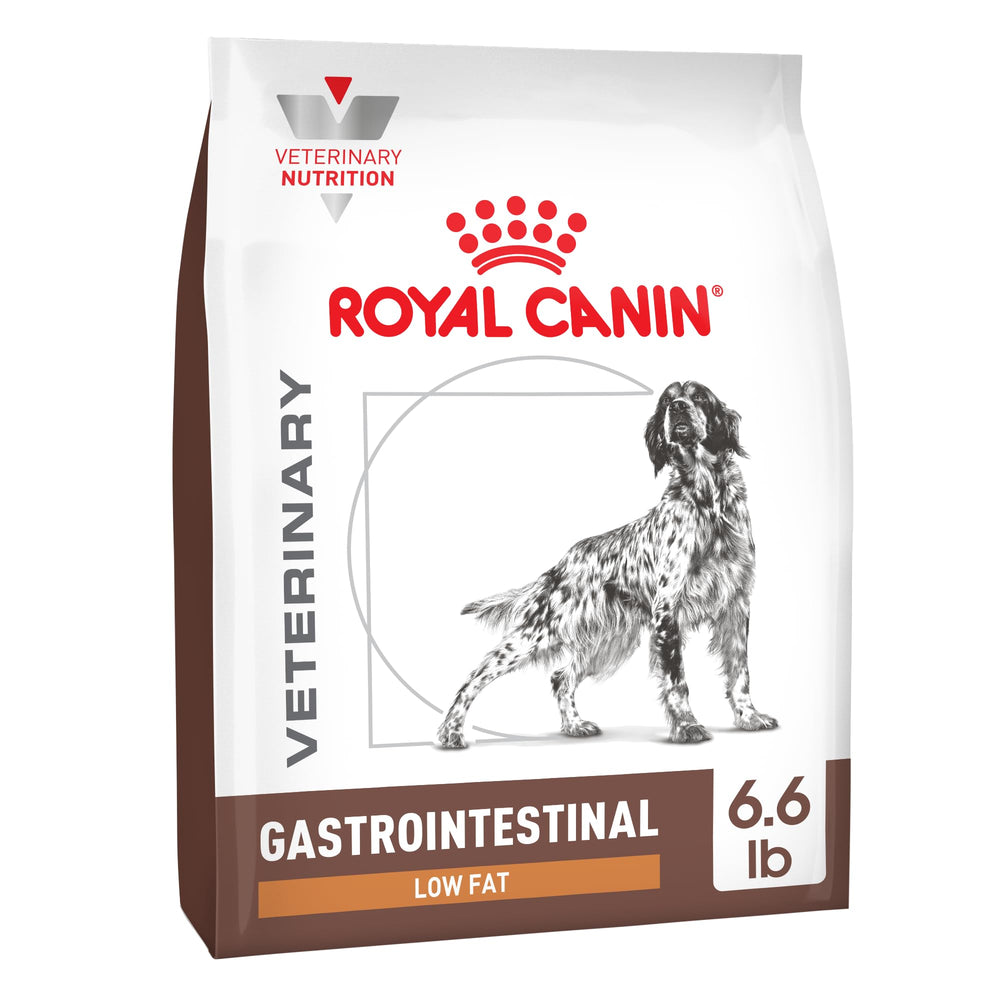 Royal Canin envase de dieta gastrointestinal baja en grasa seca para perros.