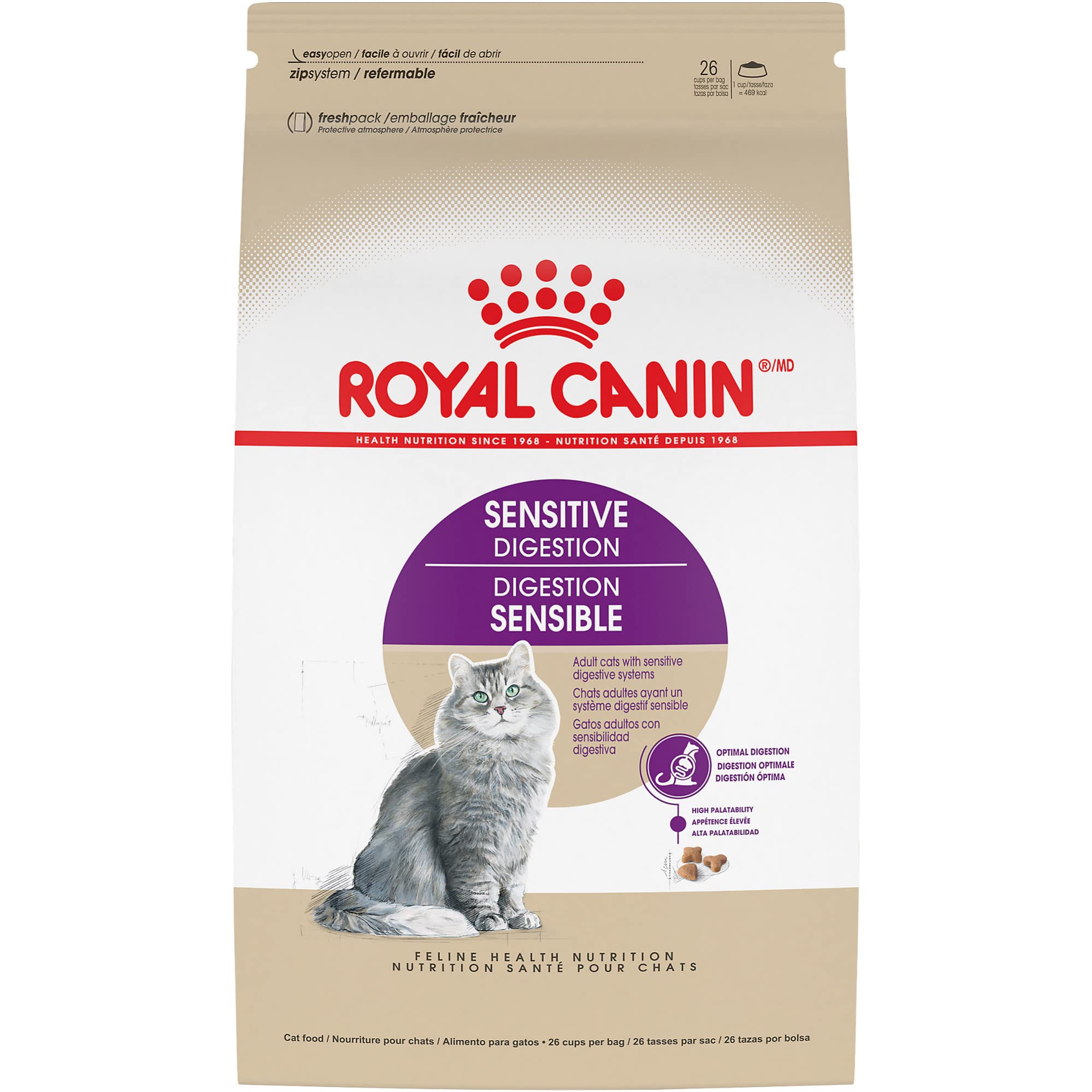 Royal Canin Gato Sensible Digestión, bolsa de alimento seco para apoyo digestivo diario.
