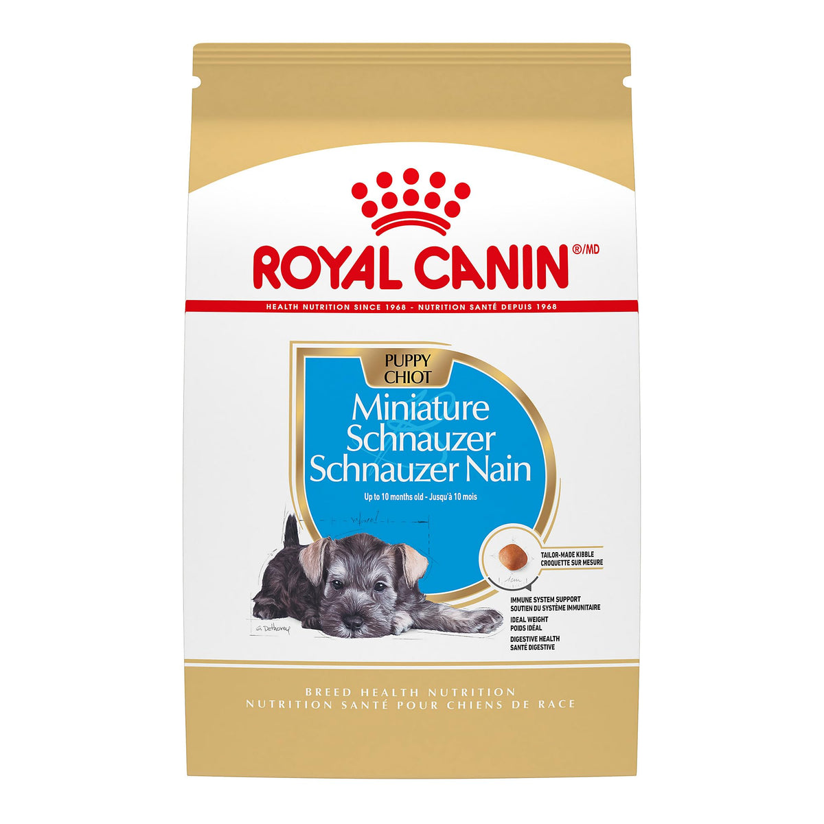 Royal Canin Schnauzer Miniatura Puppy, bolsa de 2,5 libras para cachorros.