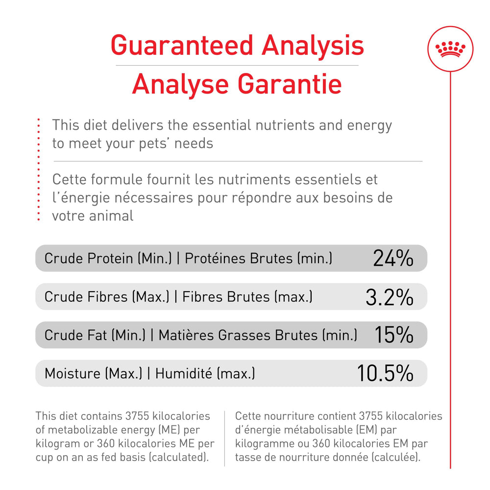 Royal Canin tamaño grande textura crujiente potencia palatabilidad con comida húmeda.