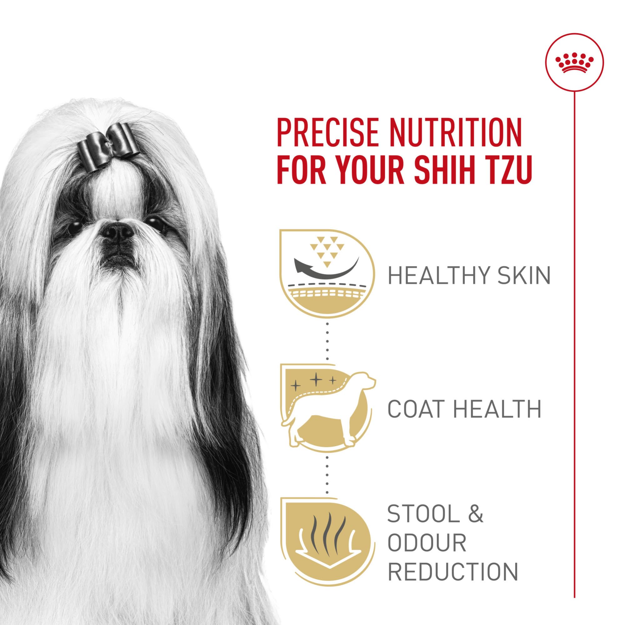 Royal Canin Shih Tzu, omega 3-6 y biotina para pelaje suave y brillante.