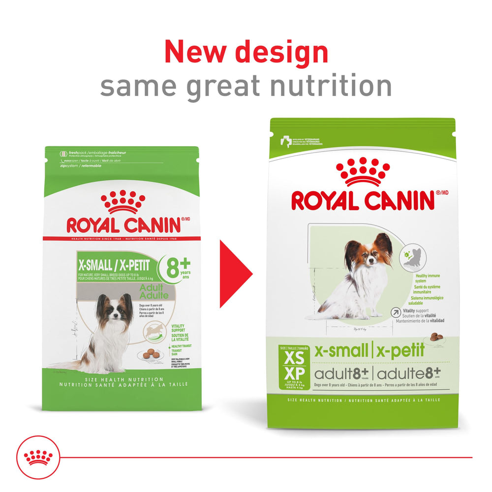 Royal Canin Tamaño Extra Pequeño 8+ Senior croquetas que ayudan a la limpieza dental.