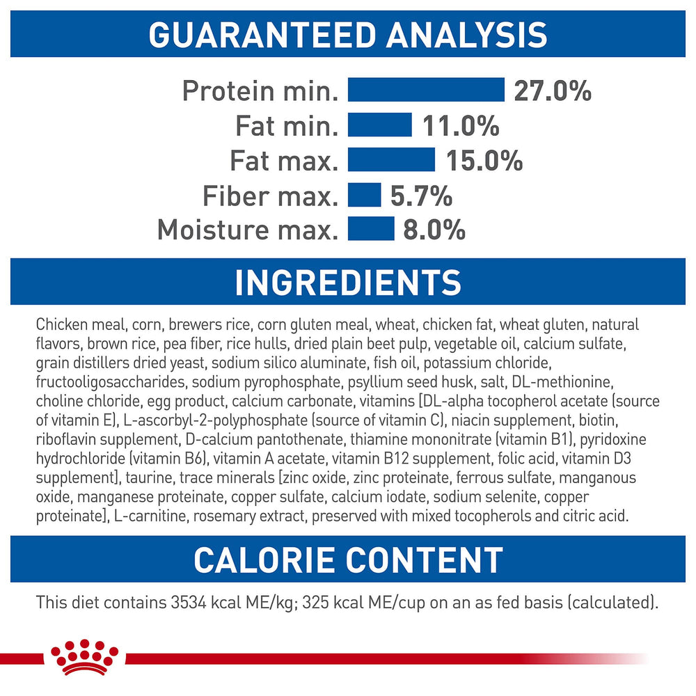 Royal Canin Salud Felina Interior croqueta tamaño óptimo para higiene bucal.