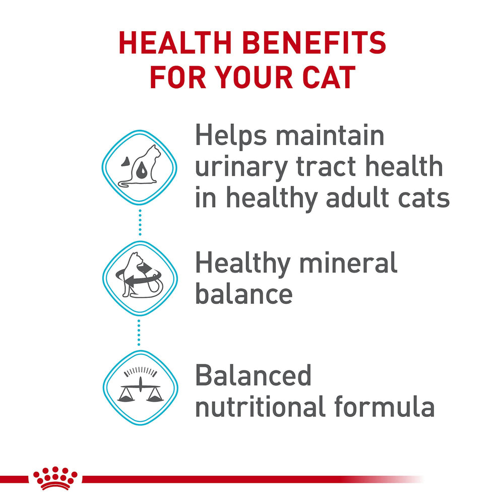 ROYAL CANIN Urinary Care fomenta la hidratación en gatos adultos para apoyo urinario.