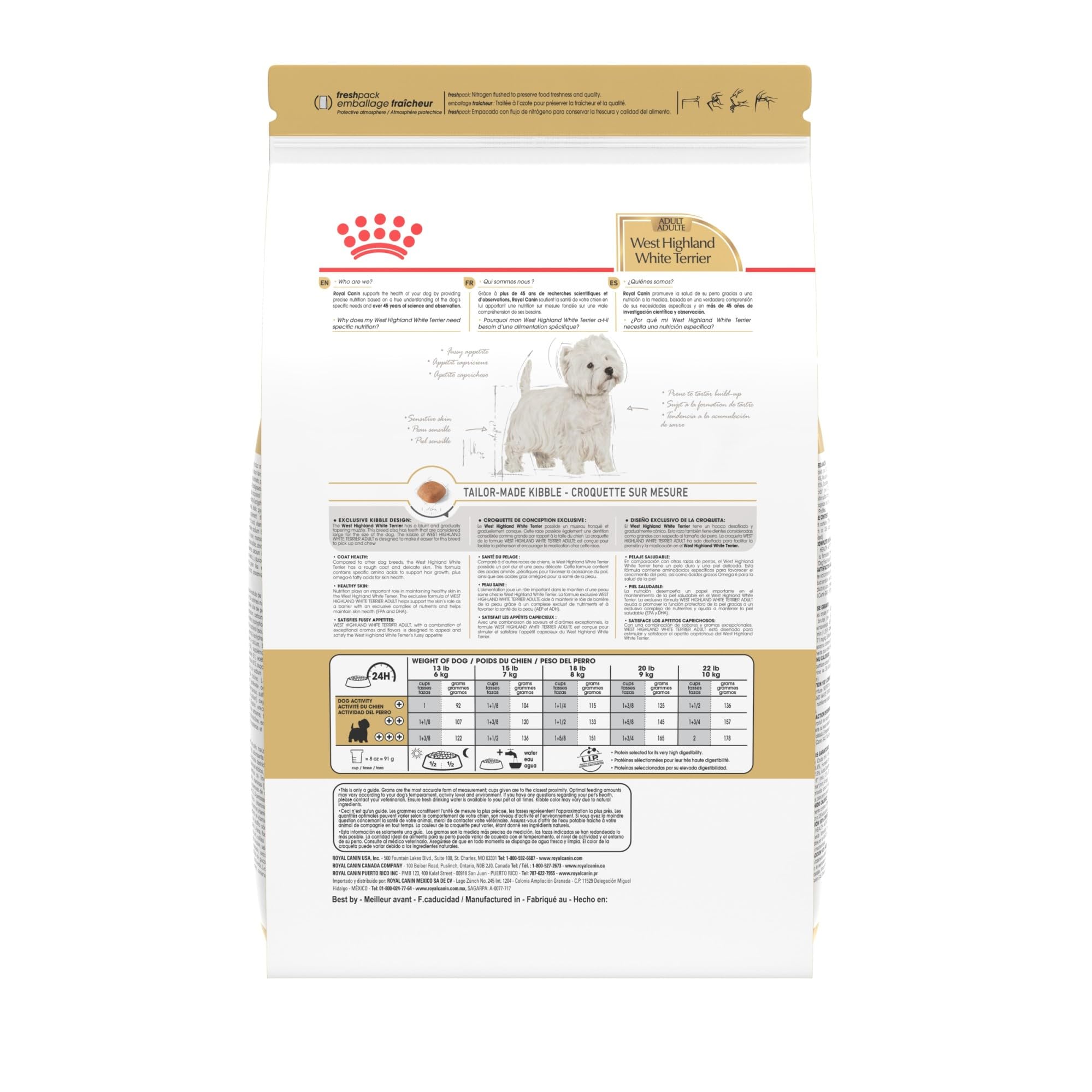 Royal Canin West Highland White Terrier, adecuado para comedores exigentes.