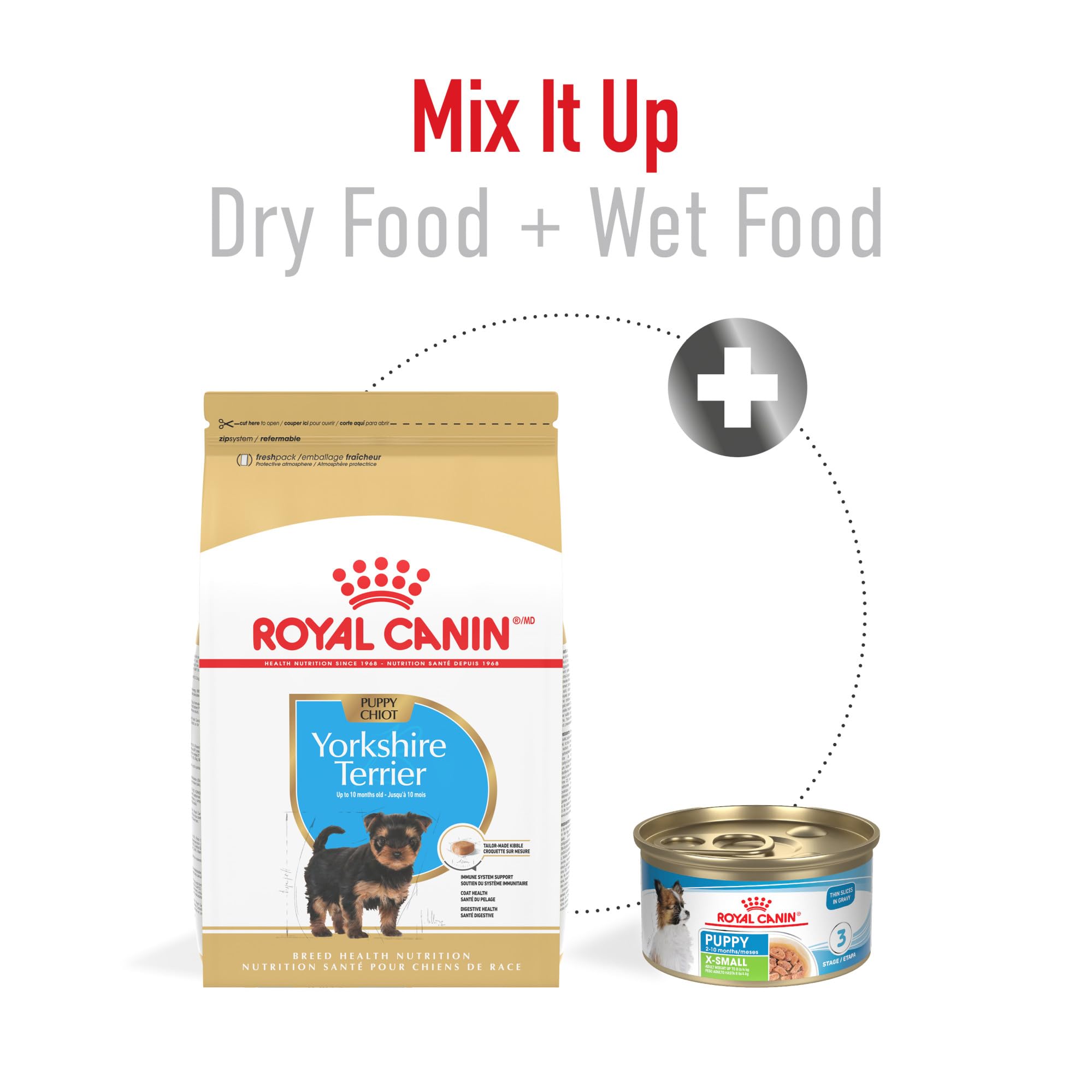 Royal Canin Yorkshire Terrier Puppy, omega-3-6 y biotina: apoyo al desarrollo cutáneo y pelaje.