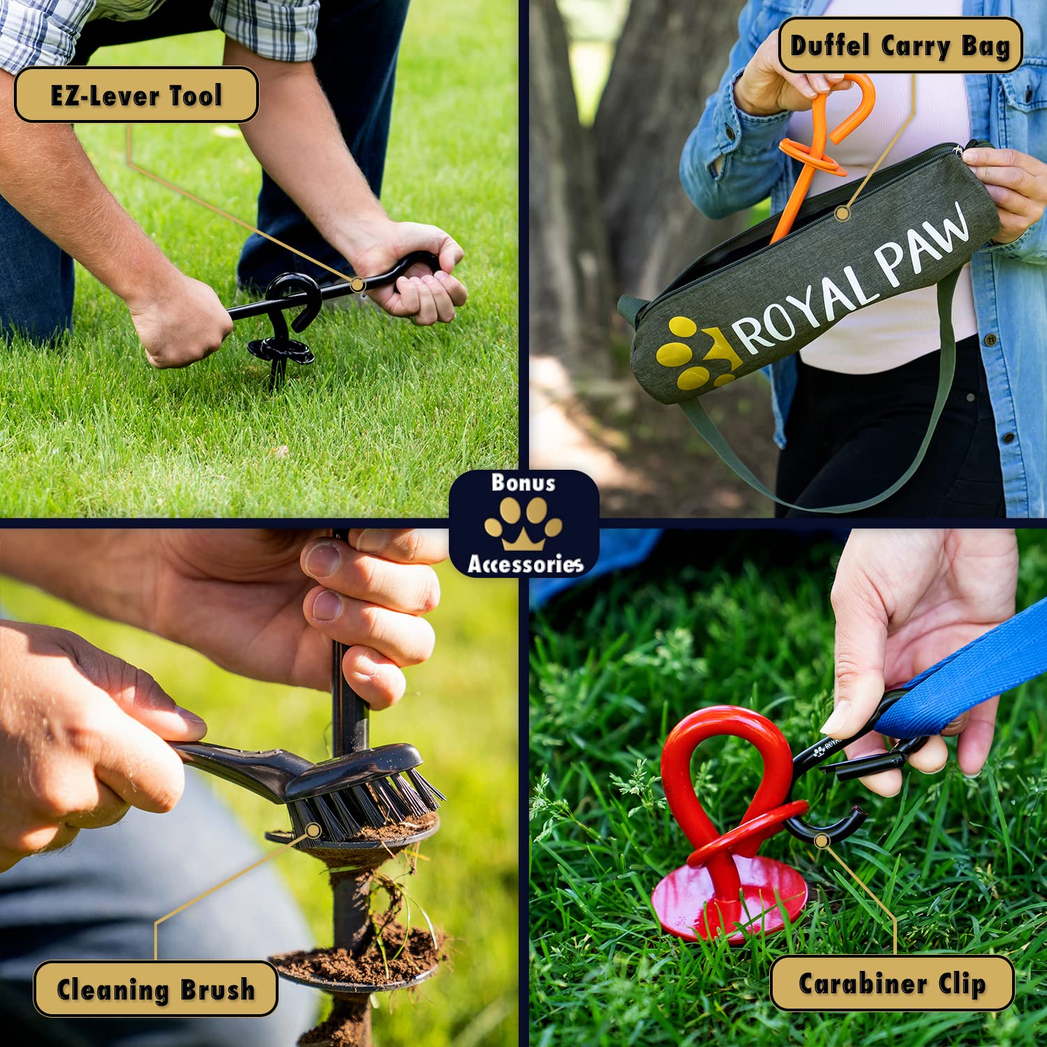ROYAL PAW ancla de suelo resistente, proporciona estabilidad en sujeciones de longitud.