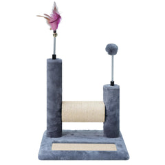 Roypet rascador 360° para gatos en gris, poste giratorio para juego y afilado de uñas.