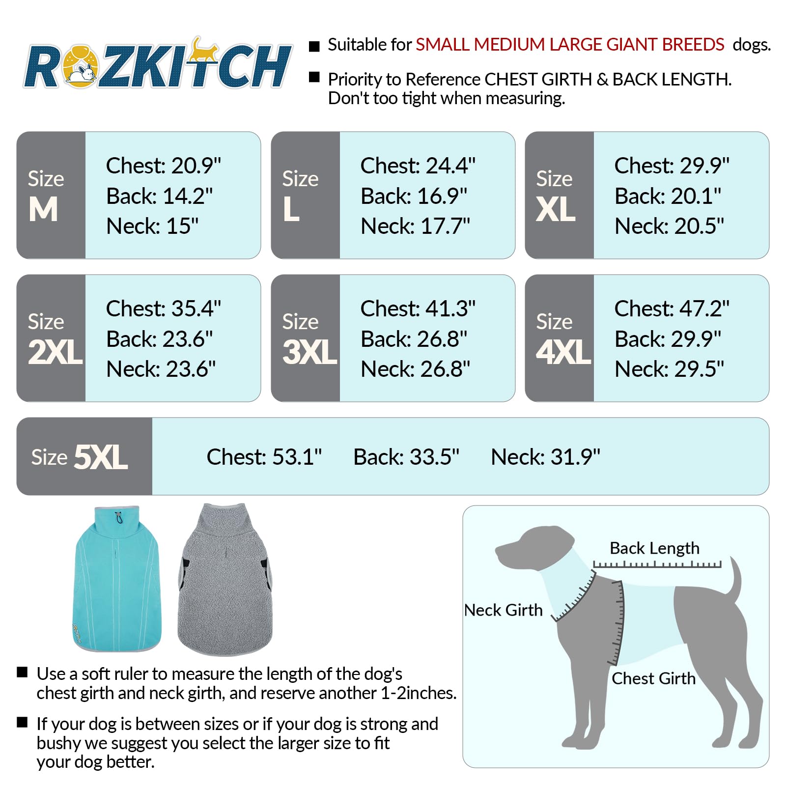 ROZKITCH capa interior felpa para perro, abrigo suave y cálido.