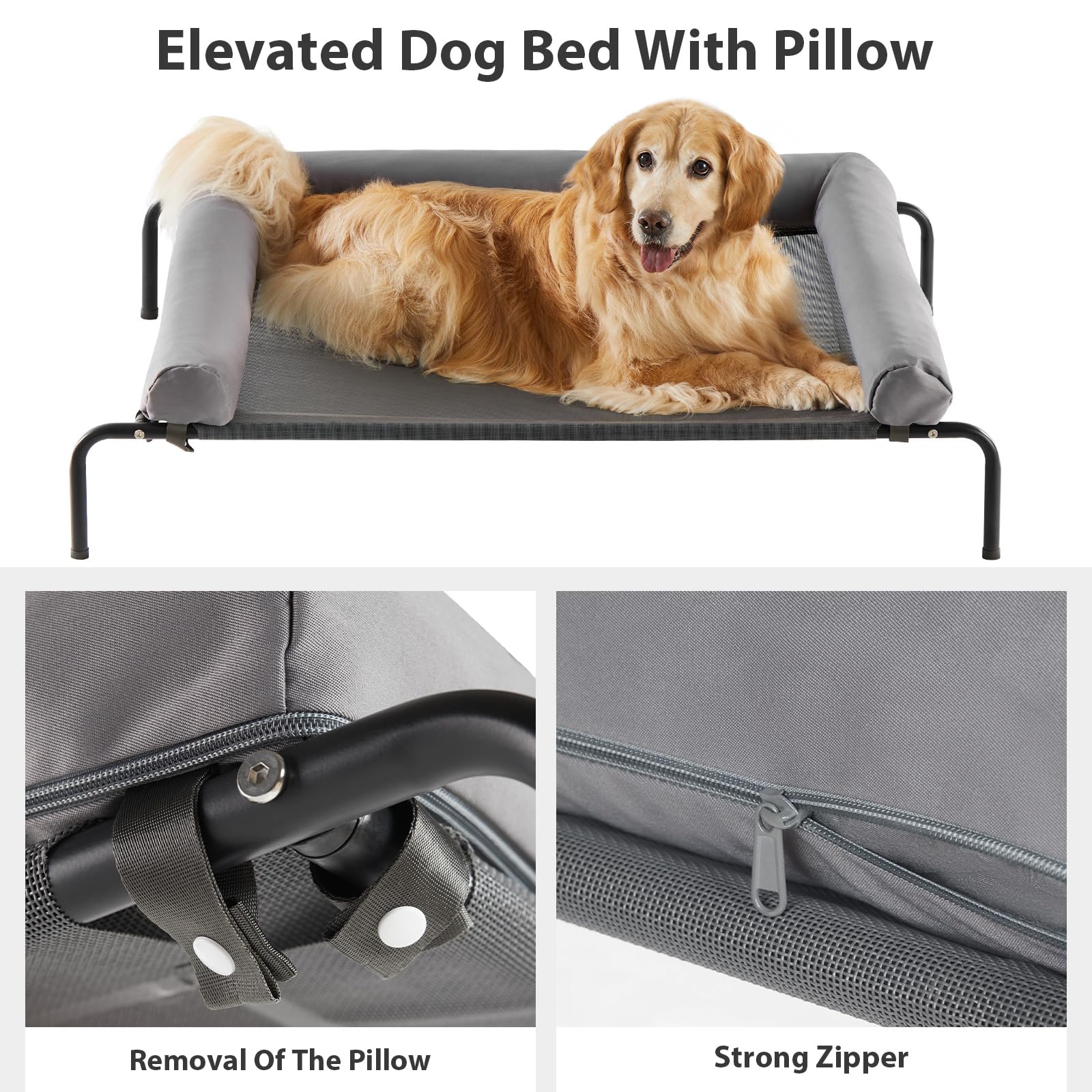 Cama RRPETHOME con pies antideslizantes, ideal para pisos resbaladizos.