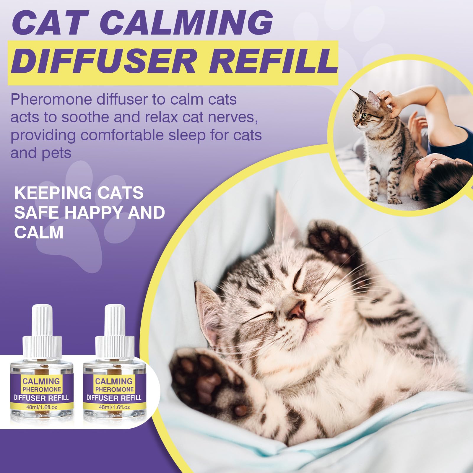 RUAKPL botella de 48 ml para difusor de gatos, entrega calmante continua.