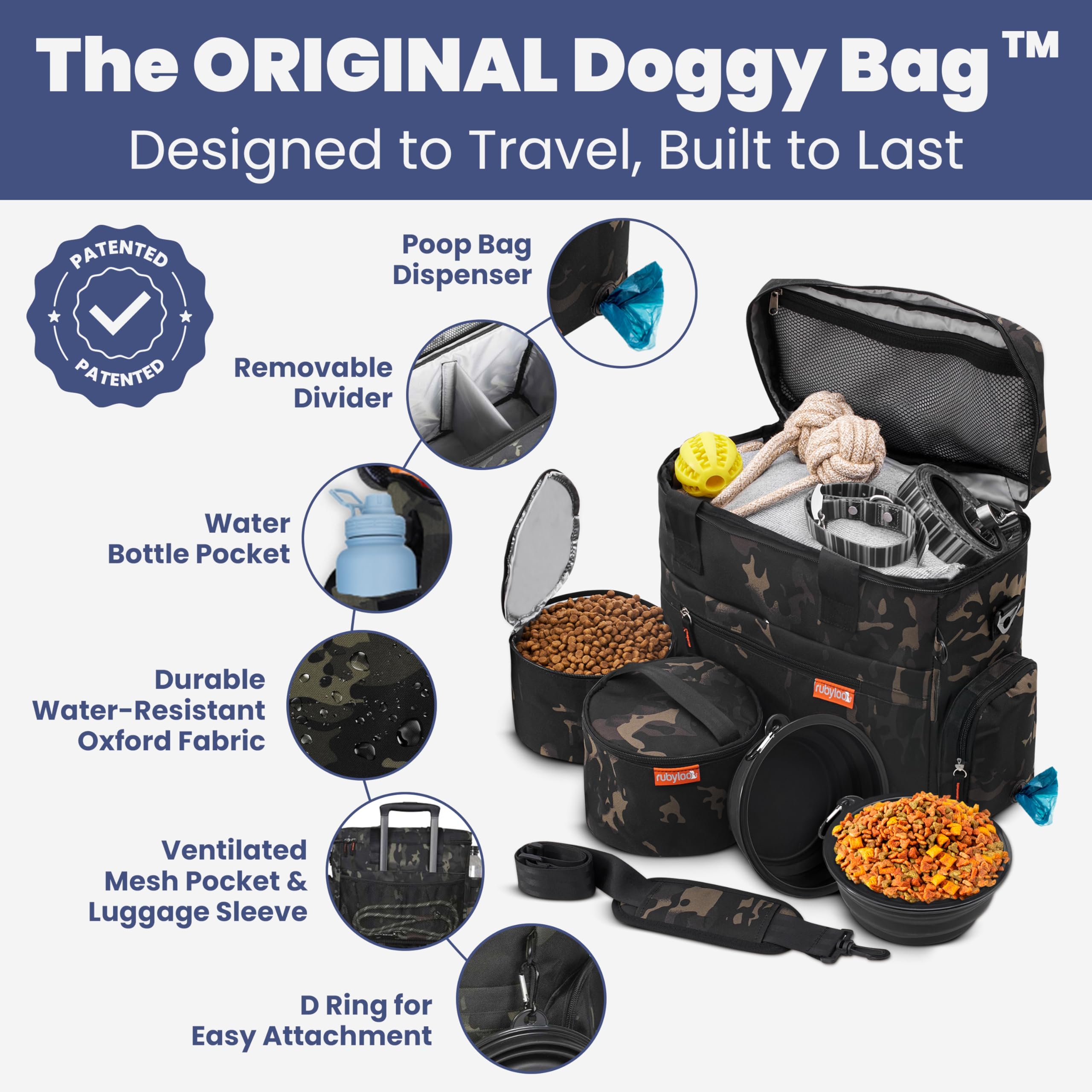 Rubyloo Bolsa Original para Perros: contenedores de alimentos antifugas para comidas limpias
