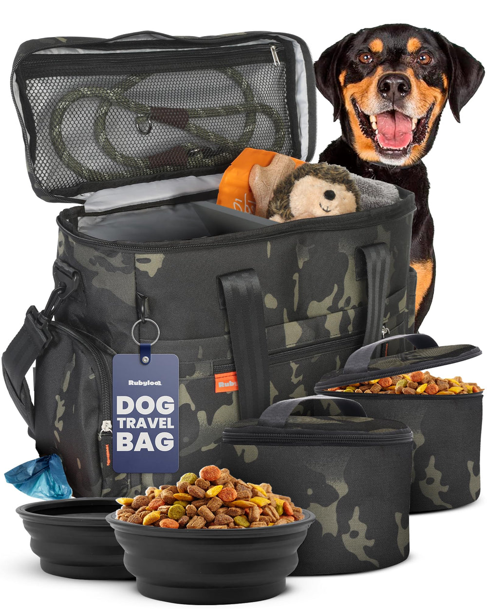 Rubyloo Bolsa Original para Perros: tazones colapsables para alimentar fuera de casa