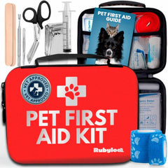Kit Rubyloo en caja dura para primeros auxilios de perros y gatos, ideal en emergencias domésticas.