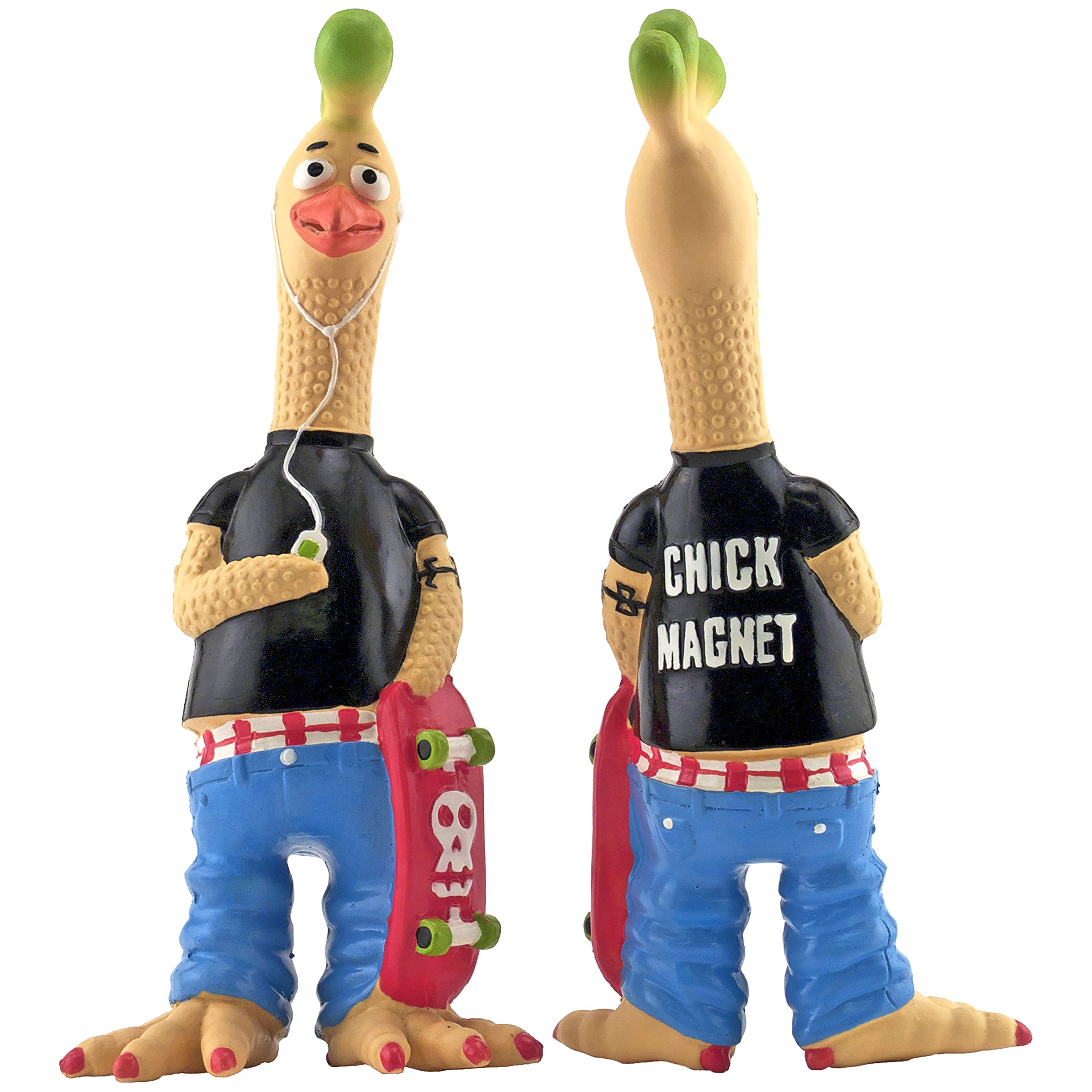 Ruffin' It Tony Mohawk: juguete de pollo de látex resistente para perros pequeños