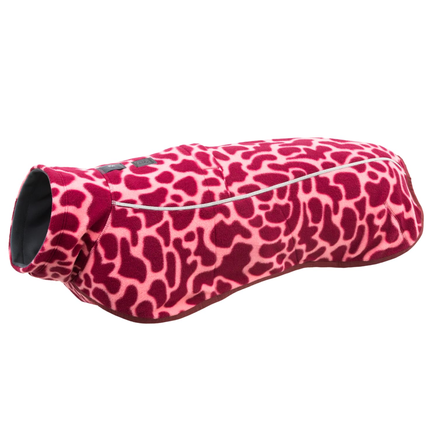 Chaleco polar Ruffwear Berry Lava mediano, vista general para paseos invernales.