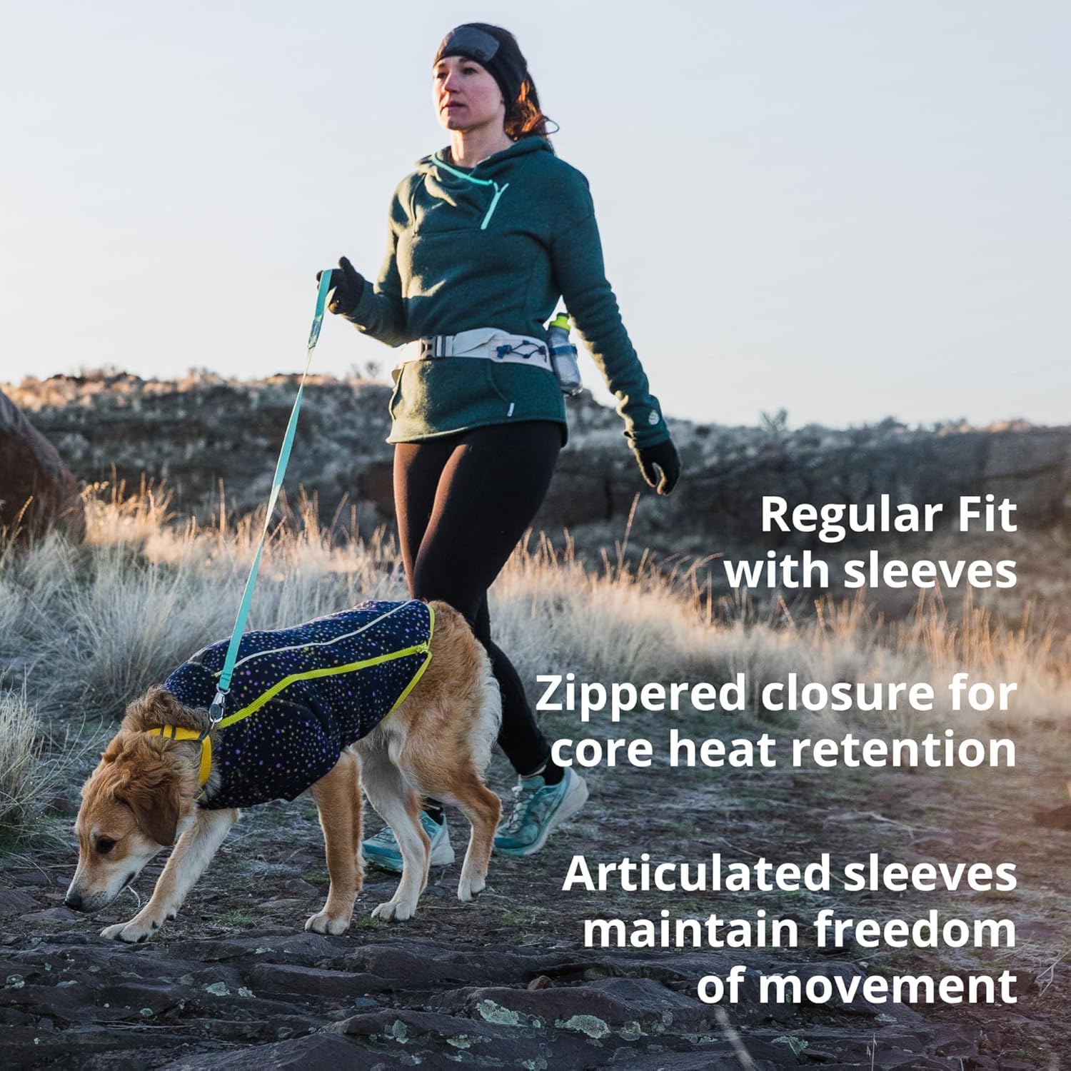 Ruffwear Climate Changer Fleece tejido reciclado de secado rápido.