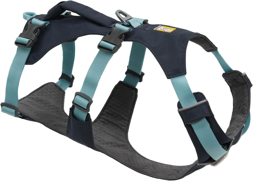 Arnés Ruffwear Flagline, frente, libertad de movimiento para caminatas.