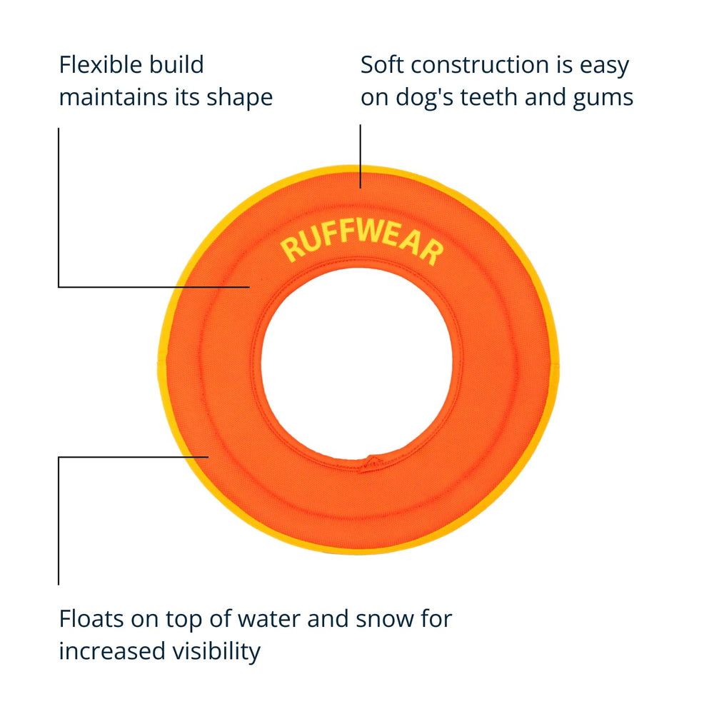 Ruffwear Hydro Plane Frisbee de aro grande facilita recogerlo para perros de todas las tallas.