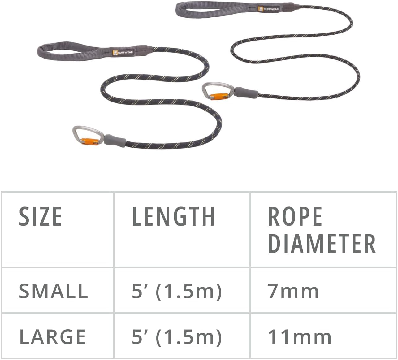 Ruffwear Knot‑a‑Leash mango tubular ergonómico para agarre cómodo.
