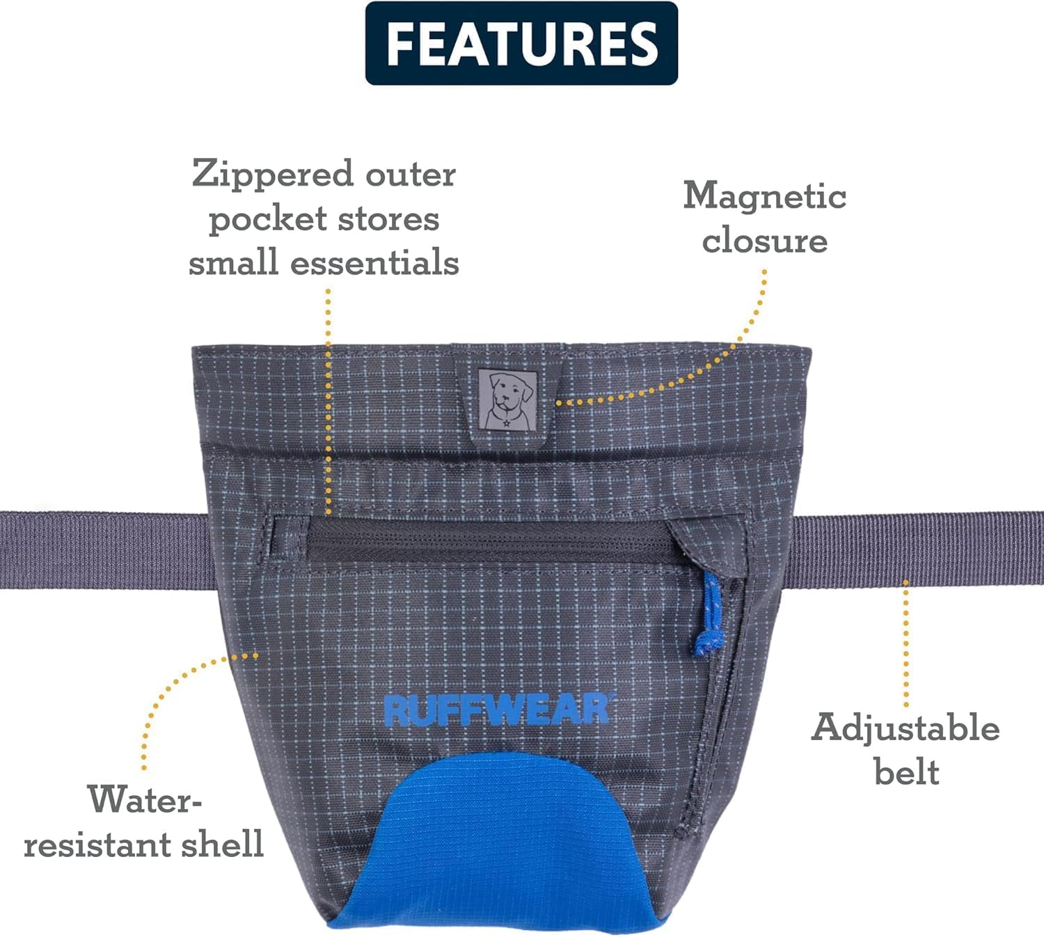 Ruffwear Treat Trader ofrece un bolsillo exterior con cremallera