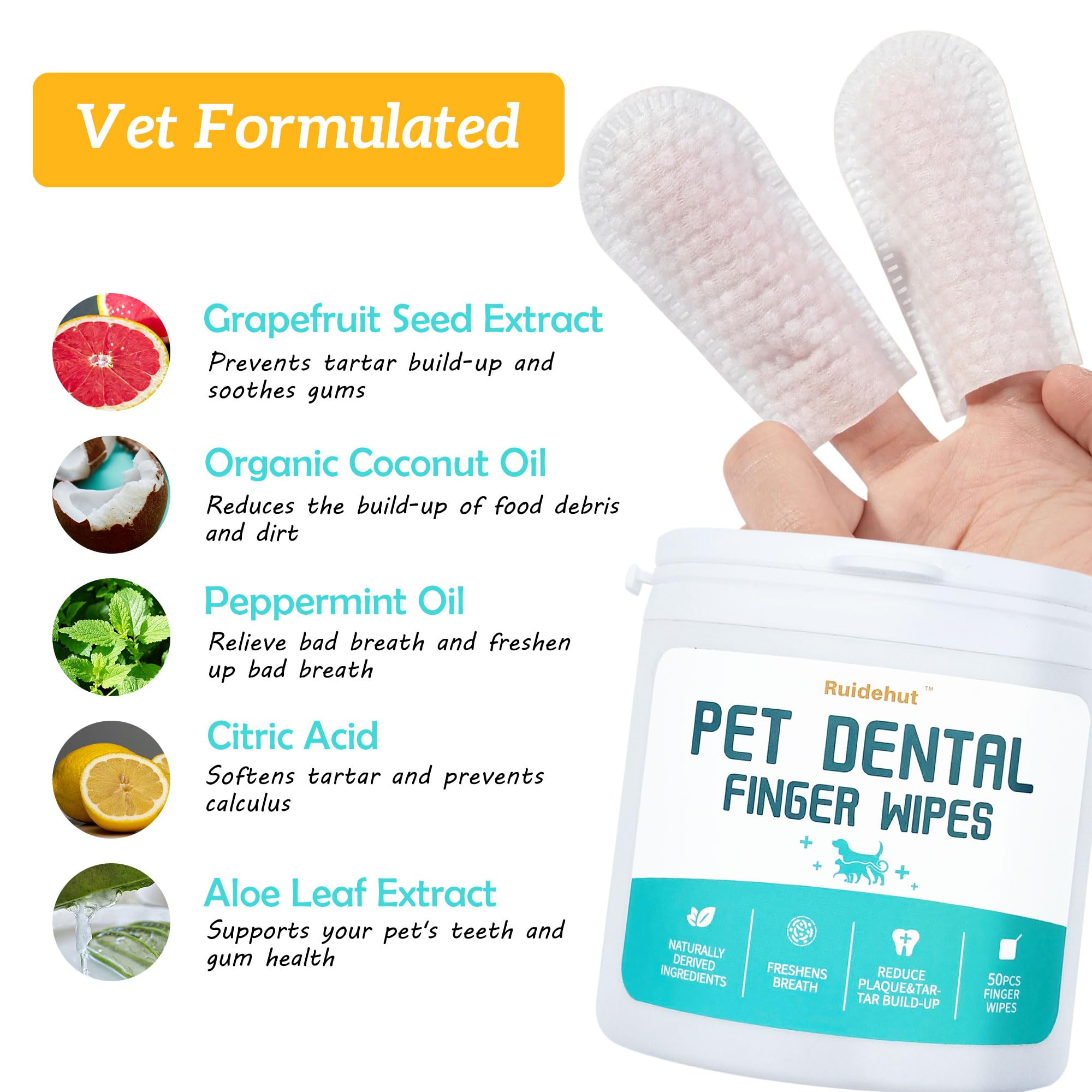 Uso diario de Ruidehut para perros y gatos, limpieza dental segura.