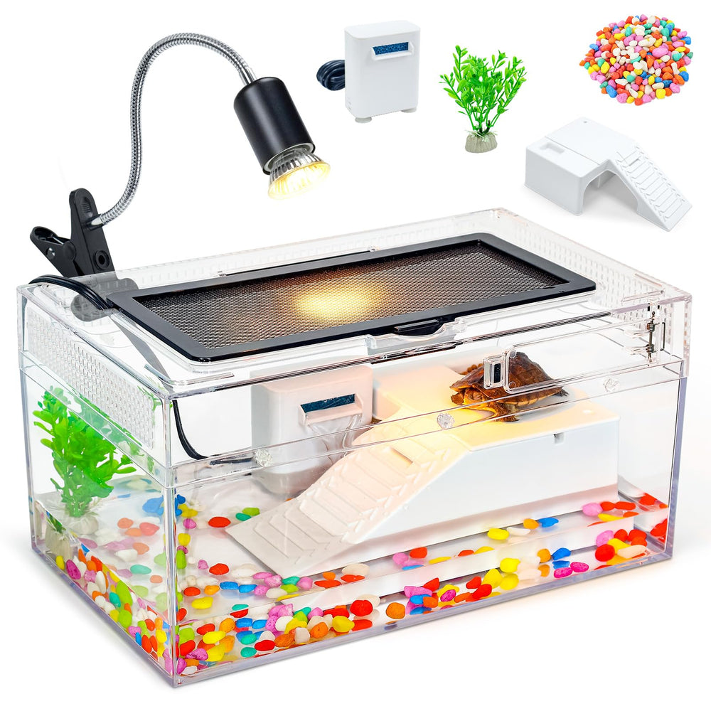 RunDuck 12x7x6 tanque tortugas con alta claridad para ver detalles del comportamiento