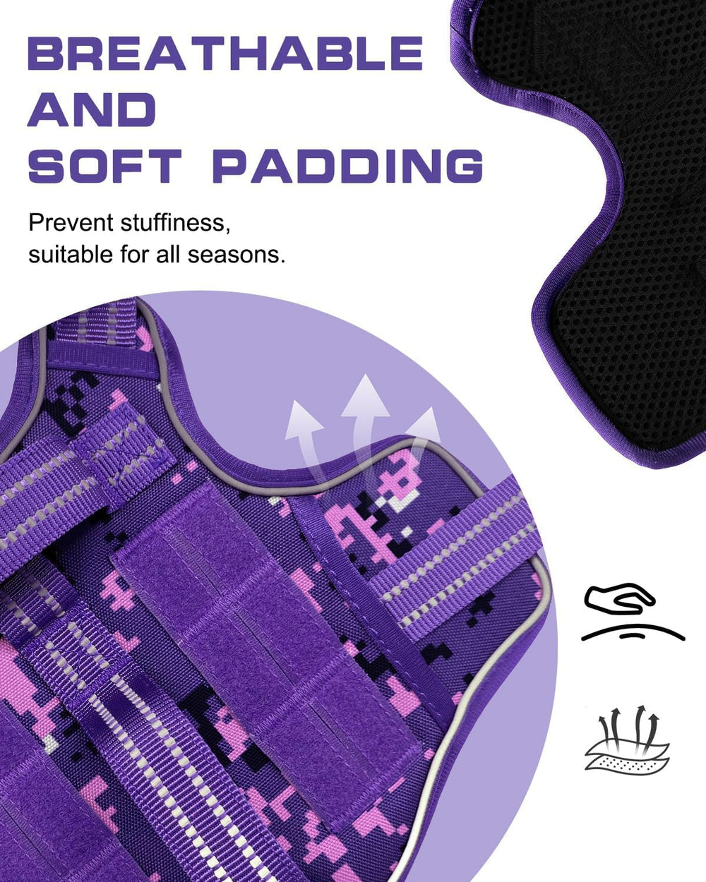 RunFido arnés ajustable en tallas S-XL para perros grandes.