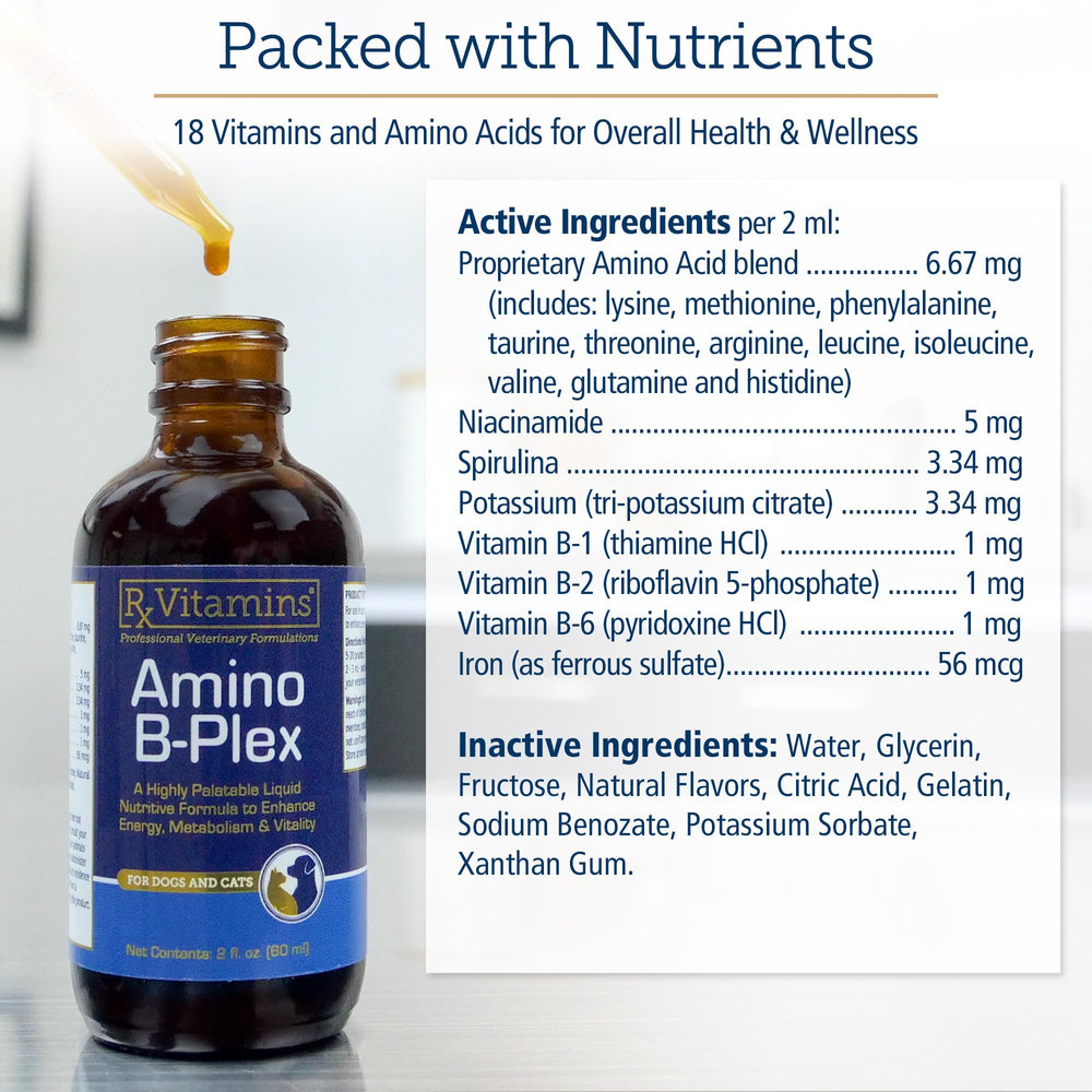 rx vitamins amino b plex apoyo al bienestar general de mascotas