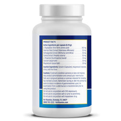 Rx Vitamins NutriCalm: etiqueta y cápsulas en primer plano para uso diario.
