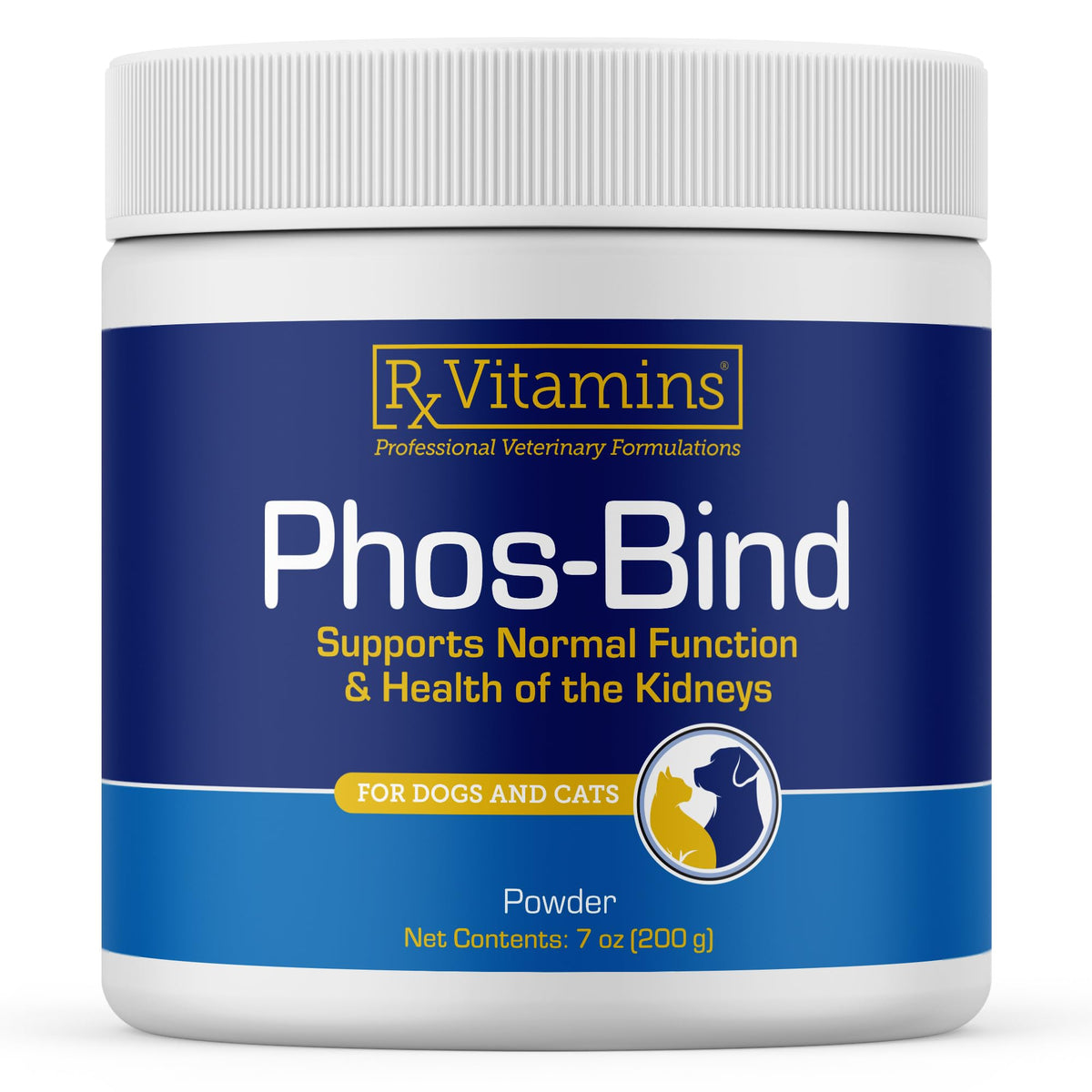 Envase de 200 g de Rx Vitamins Phos-Bind para soporte renal de mascotas