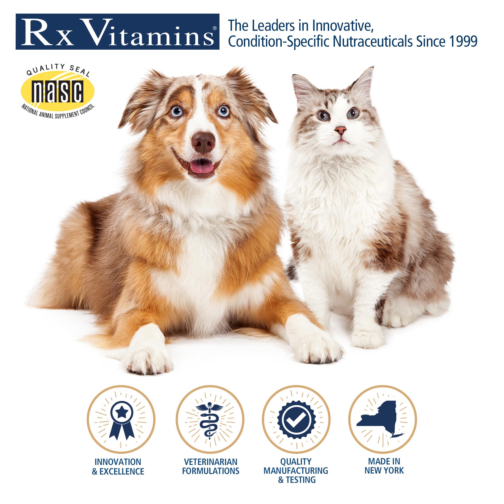 Presentación clara de Rx Vitamins Phos-Bind para veterinarios