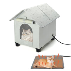 Casa para gatos calefaccionada de Rypet con techo impermeable.
