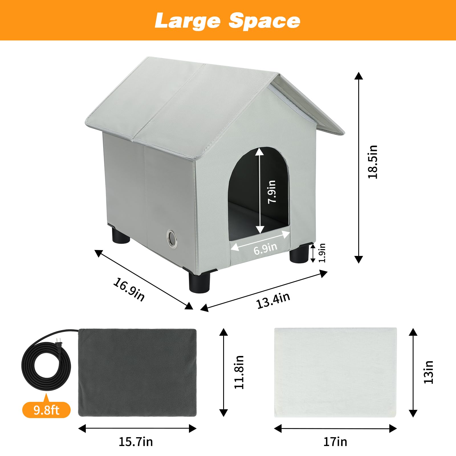 Rypet casa gatos elevada dos pulgadas del suelo para mantenerla seca.