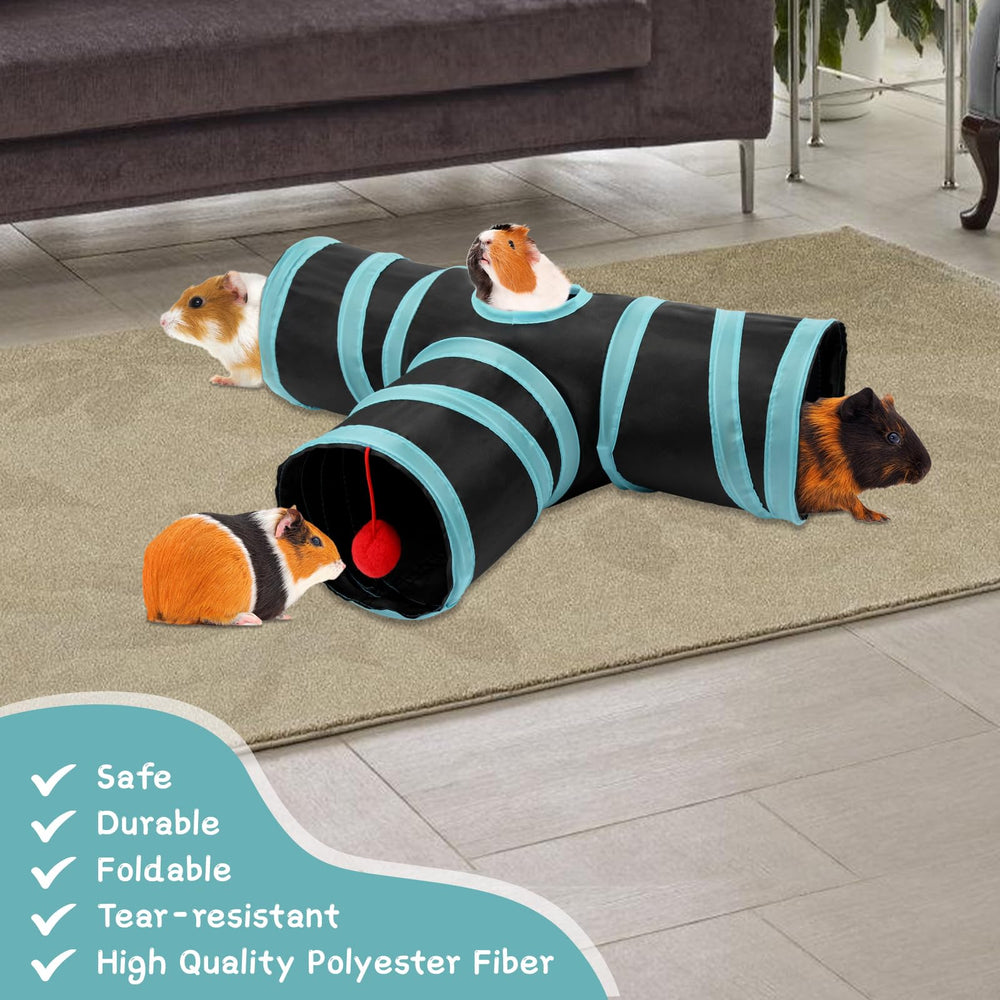 Rypet tunel tres vías para mascotas pequeñas con bola interactiva para juego.