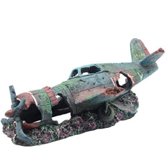 S-Lifeeling Avión de combate en ruinas submarinas, punto focal decorativo para acuario.