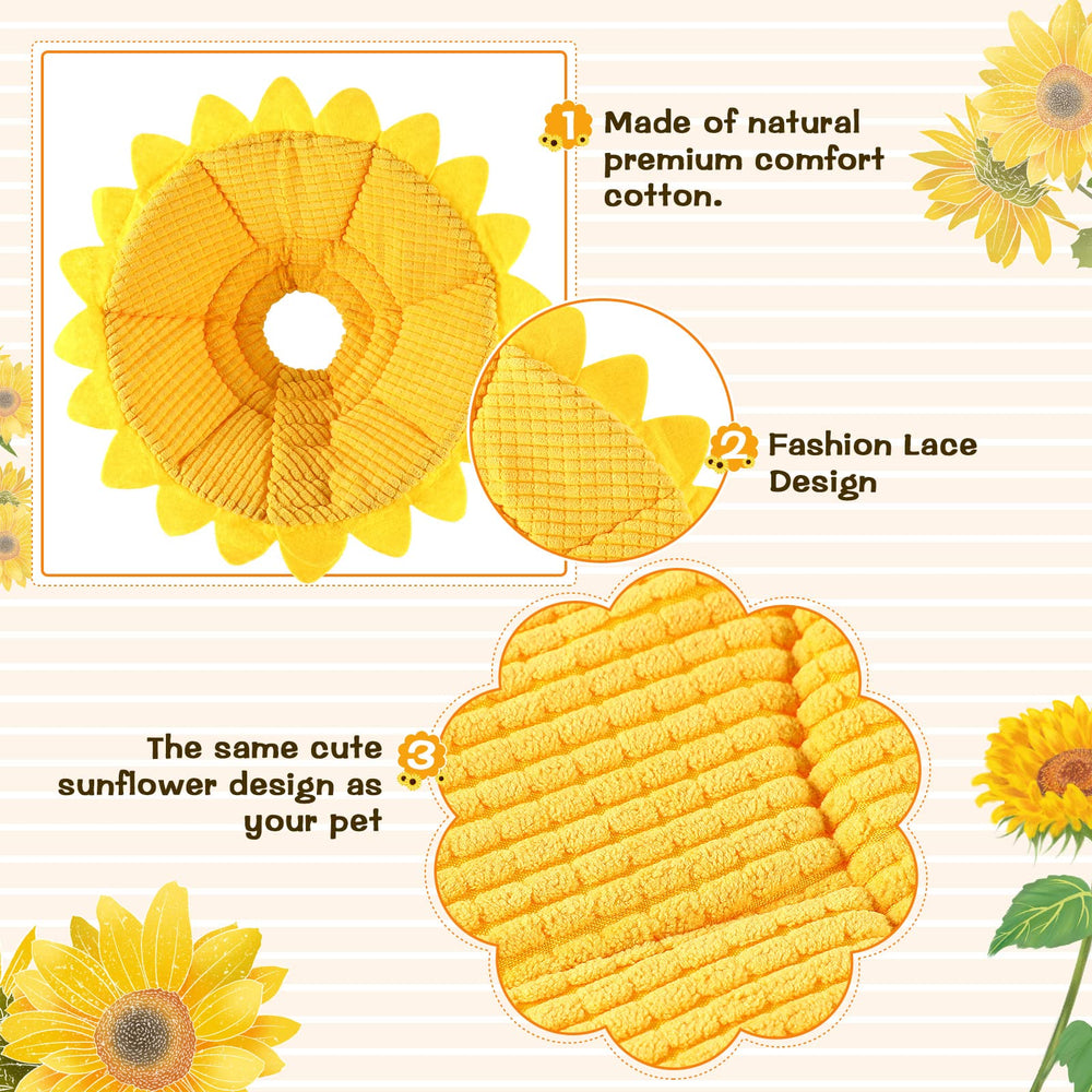 Sadnyy collar diseño girasol acogedor gato: estética cómoda para uso diario