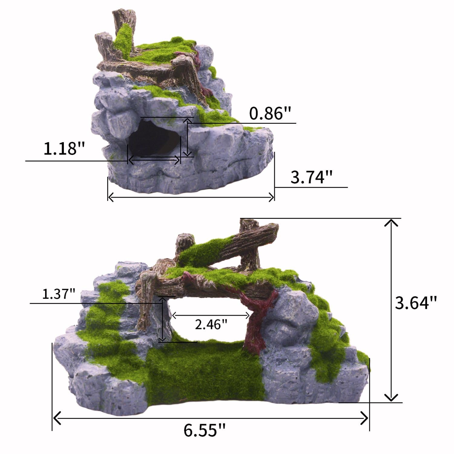 Saim cueva natural para acuario, añade paisaje musgoso y colorido