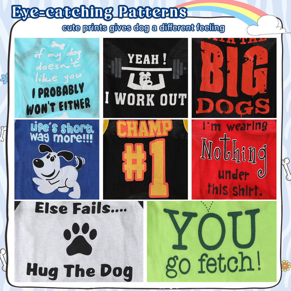 Camisetas Saintrygo 8 piezas, patrones divertidos y colores vibrantes, estilo moderno para tu mascota.