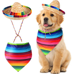 Sombrero mexicano de paja para perro Saintrygo, ligero y cómodo para festivales.