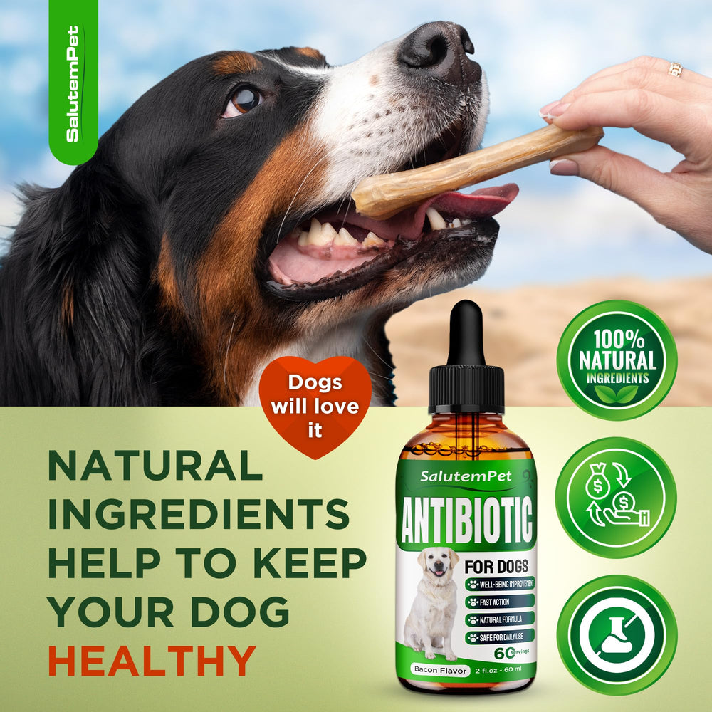 SalutemPet antibiótico, sabor a tocino para perros de todas las razas.