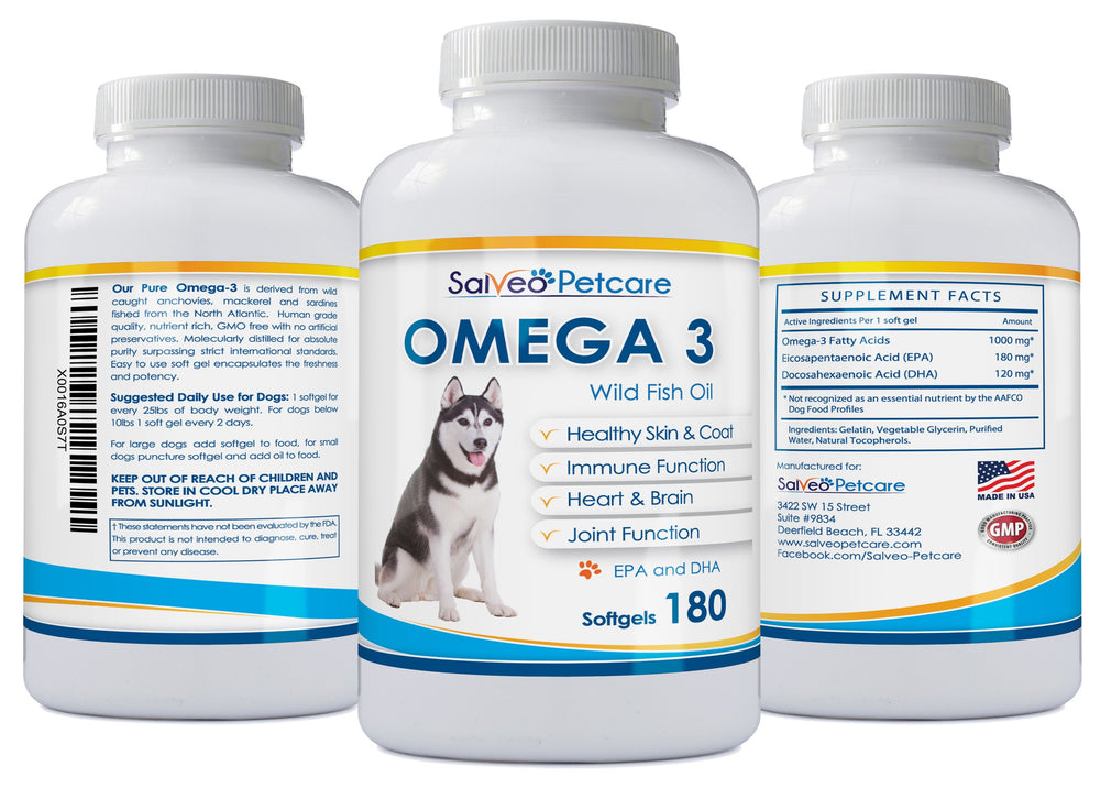 Salveo Omega3 para perros: envase de origen EE. UU. con destilación molecular